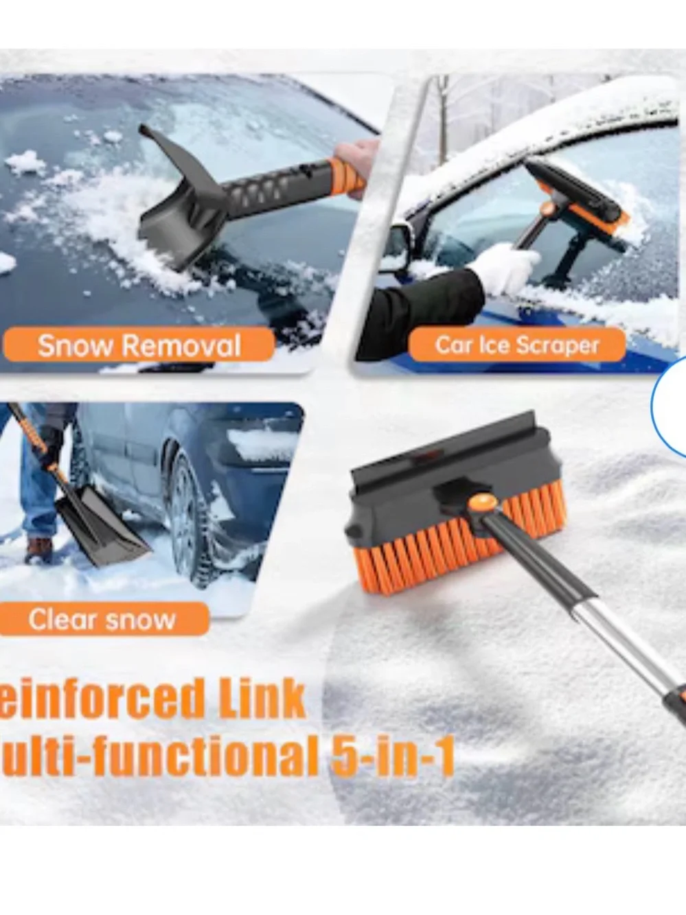 All-in-One Orange & Black Snow Removal Tool Set by